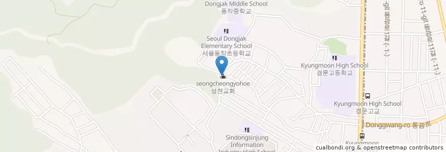 Mapa de ubicacion de 성천교회 en South Korea, Seoul, Dongjak-Gu, Sadang 2(I)-Dong.