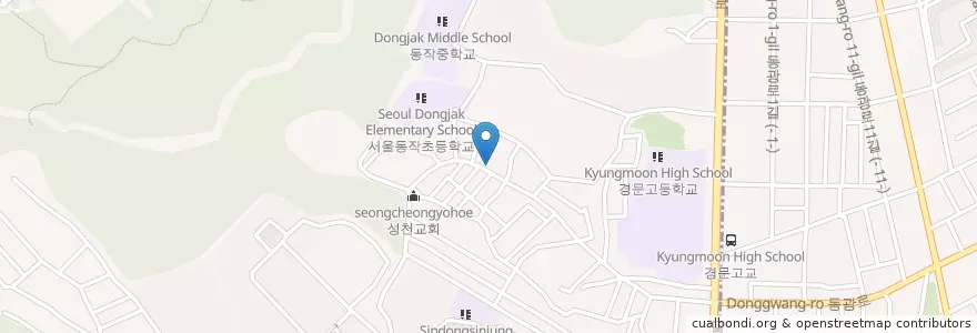 Mapa de ubicacion de 부광교회 en South Korea, Seoul, Dongjak-Gu, Sadang 2(I)-Dong.