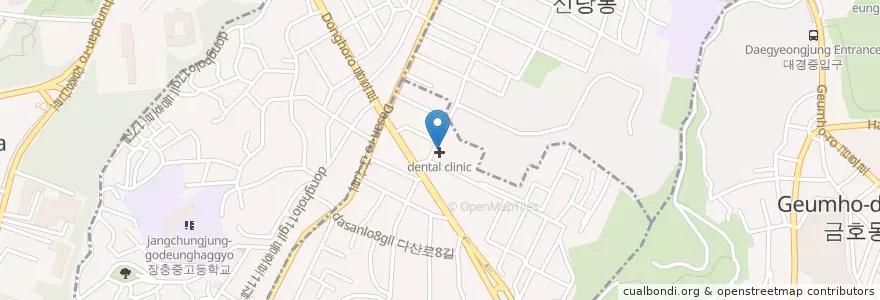 Mapa de ubicacion de jbrown en 대한민국, 서울, 중구, 약수동.