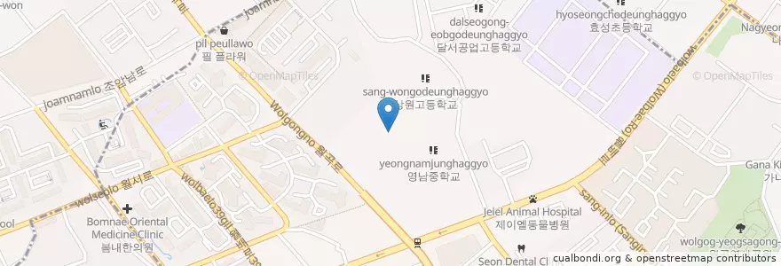 Mapa de ubicacion de 영남고등학교 en Güney Kore, Daegu, 달서구.