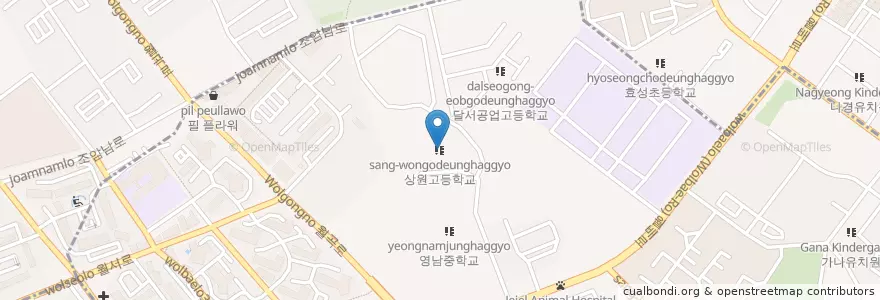 Mapa de ubicacion de 상원고등학교 en Güney Kore, Daegu, 달서구.