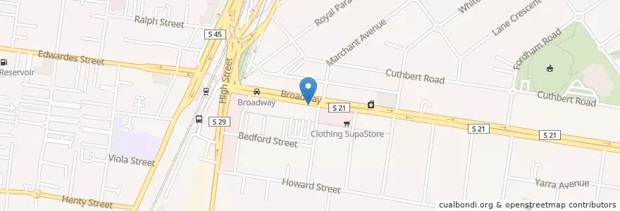 Mapa de ubicacion de Alour Cafe en Australië, Victoria, City Of Darebin.