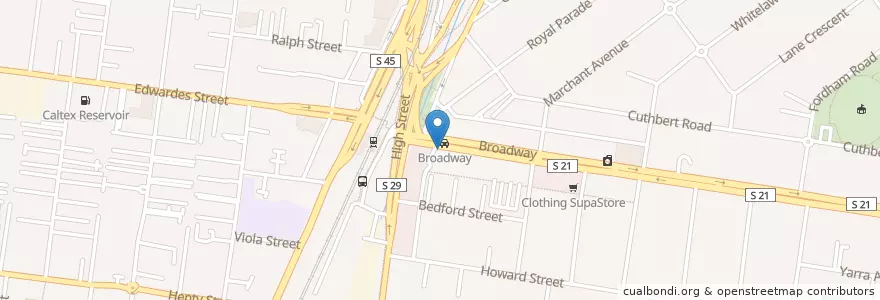 Mapa de ubicacion de Broadway Medical en Australie, Victoria, City Of Darebin.