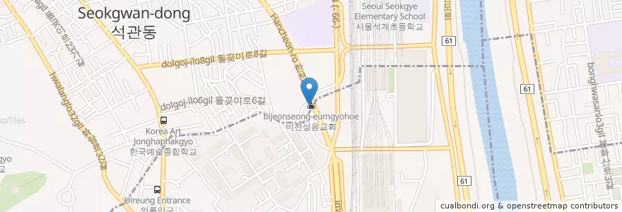 Mapa de ubicacion de 비전성음교회 en 대한민국, 서울, 성북구, 석관동.