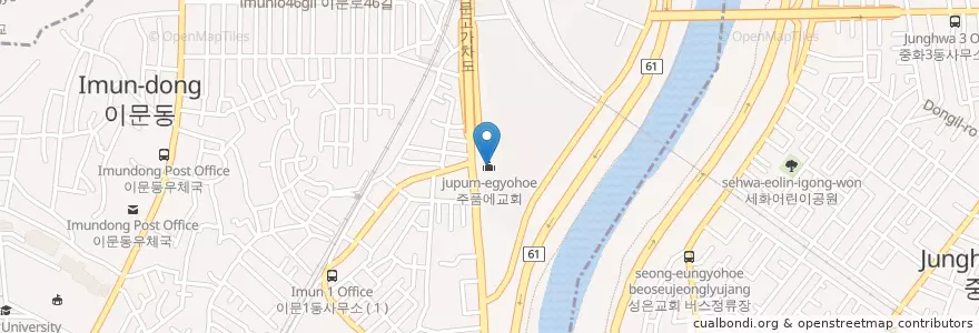 Mapa de ubicacion de 주품에교회 en Südkorea, Seoul, 동대문구, 이문1동.