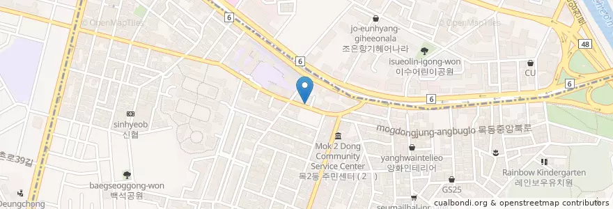 Mapa de ubicacion de el'choko en Zuid-Korea, Seoel, 양천구, 목2동.