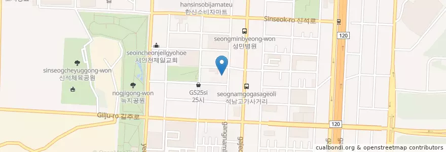 Mapa de ubicacion de 칭웨이 en Corea Del Sud, 인천, 서구, 석남동.