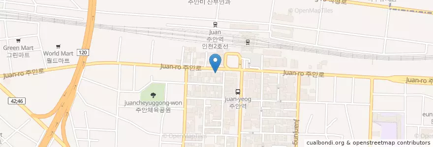 Mapa de ubicacion de 주안점 카페베네 en كوريا الجنوبية, إنتشون, 미추홀구.