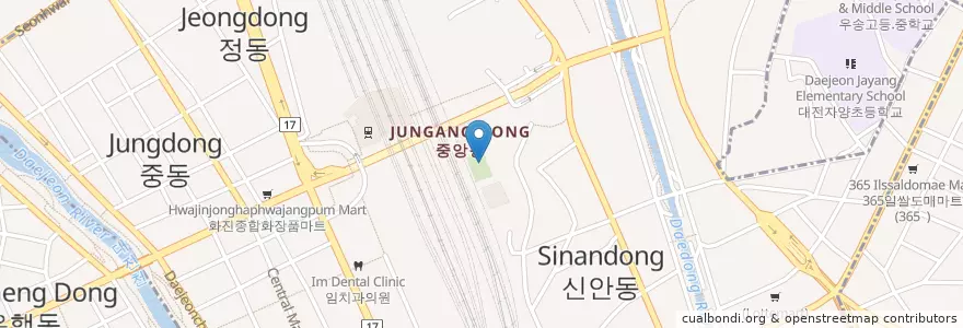 Mapa de ubicacion de 공중정원벤치 en Corea Del Sud, Daejeon, 동구, 중앙동.