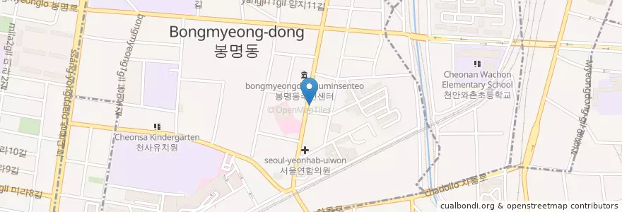 Mapa de ubicacion de 효성반점 en Corea Del Sur, Chungcheong Del Sur, 천안시, 동남구, 봉명동.