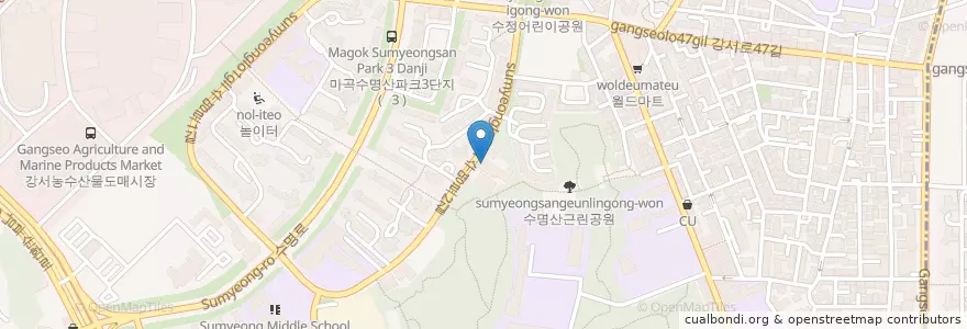 Mapa de ubicacion de 호선실버센터 en Coreia Do Sul, Seul, 강서구, 발산1동.