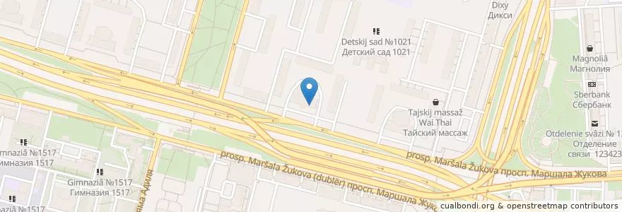 Mapa de ubicacion de Шоколадница en Rússia, Distrito Federal Central, Москва, Северо-Западный Административный Округ, Район Хорошёво-Мнёвники.