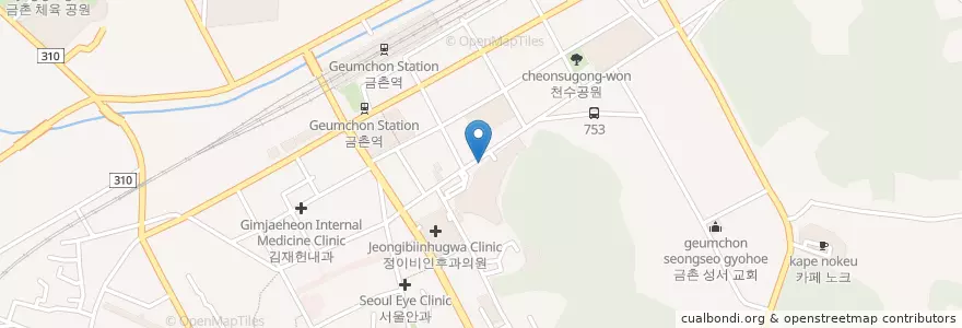 Mapa de ubicacion de 금촌중앙교회 en Республика Корея, Кёнгидо, Пхаджу, 금촌1동.