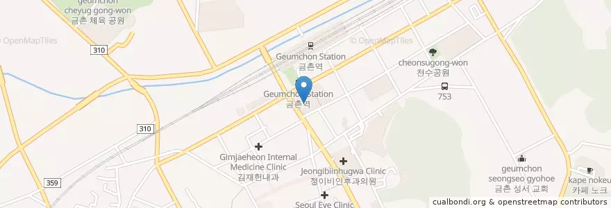 Mapa de ubicacion de 국민은행 en 大韓民国, 京畿道, 坡州市, 금촌1동.