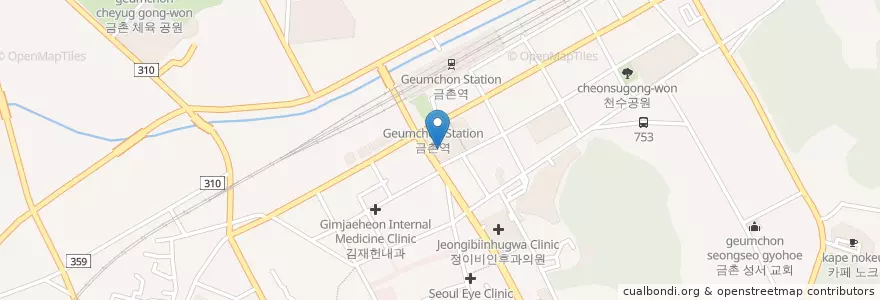 Mapa de ubicacion de 기업은행 en Corea Del Sud, Gyeonggi, Paju, 금촌1동.