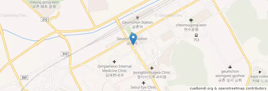 Mapa de ubicacion de 할리스커피 en Республика Корея, Кёнгидо, Пхаджу, 금촌1동.