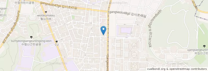 Mapa de ubicacion de 미스터피자 en 韩国/南韓, 首尔, 江西区.