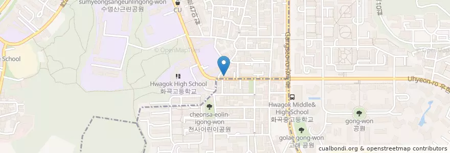Mapa de ubicacion de 봉구스밥버거 en 大韓民国, ソウル, 江西区, 발산1동.