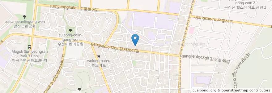 Mapa de ubicacion de 발산1동책향기작은도서관 en 韩国/南韓, 首尔, 江西区.