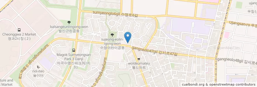Mapa de ubicacion de 네네치킨 en 韩国/南韓, 首尔, 江西区, 발산1동.