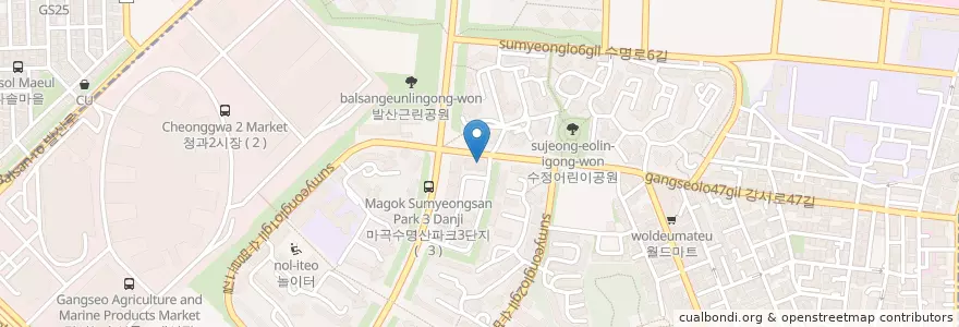 Mapa de ubicacion de 강서농협 en Coreia Do Sul, Seul, 강서구, 발산1동.