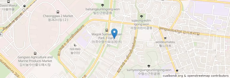 Mapa de ubicacion de 요거프레소 en 대한민국, 서울, 강서구, 발산1동.