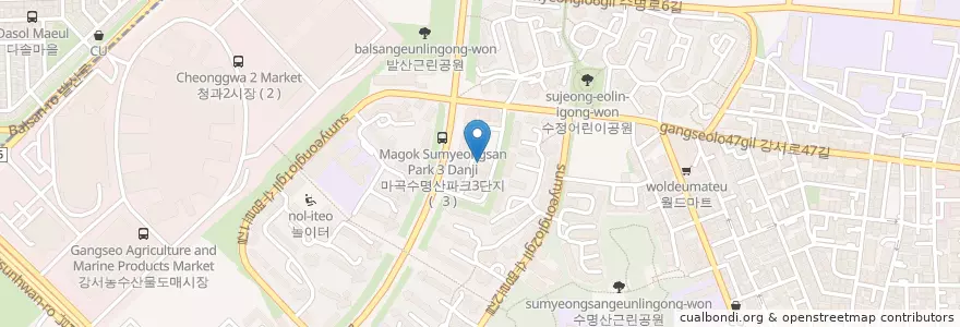 Mapa de ubicacion de 이디야커피 en Coreia Do Sul, Seul, 강서구, 발산1동.