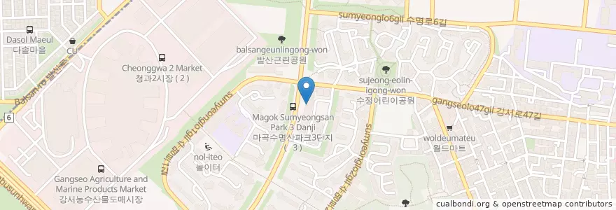 Mapa de ubicacion de 베스킨라빈스31 en Corée Du Sud, Séoul, 강서구, 발산1동.