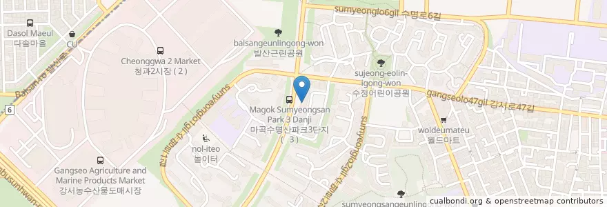 Mapa de ubicacion de 국민은행 en Coreia Do Sul, Seul, 강서구, 발산1동.