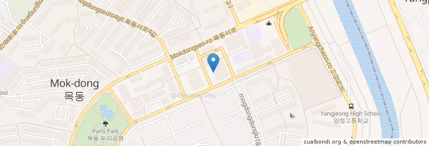 Mapa de ubicacion de 신한은행 목동중앙금융센터 en Korea Selatan, 서울, 양천구, 양평동, 목5동.
