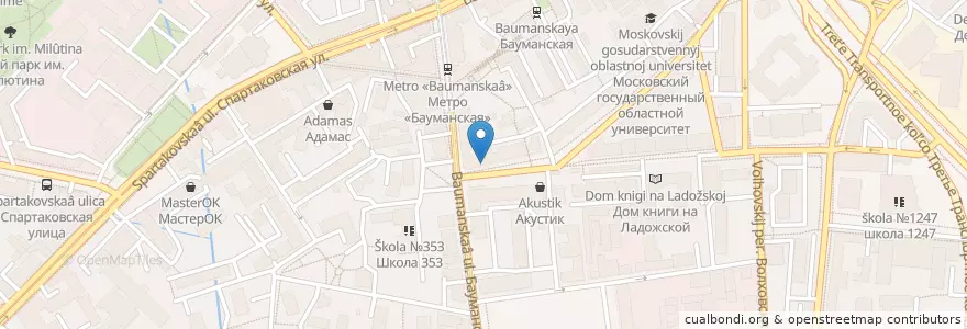 Mapa de ubicacion de Шоколадница en Russie, District Fédéral Central, Moscou, Центральный Административный Округ, Басманный Район.
