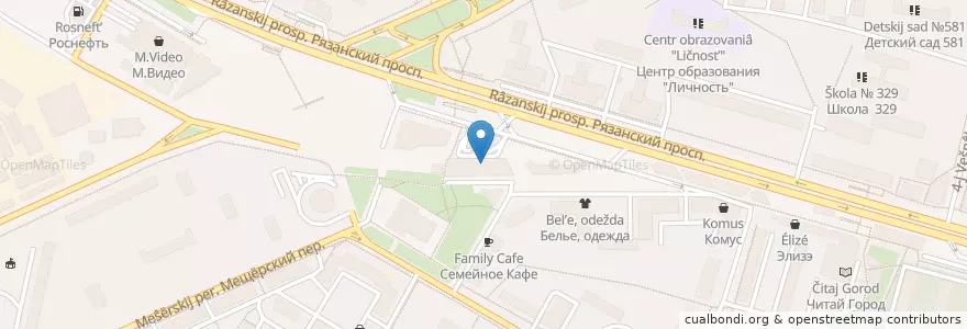 Mapa de ubicacion de Шоколадница en Rusland, Centraal Federaal District, Moskou, Юго-Восточный Административный Округ, Рязанский Район.