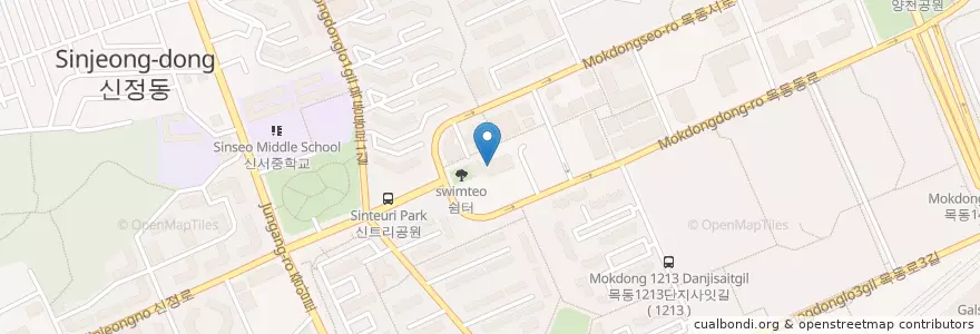 Mapa de ubicacion de 한사랑 교회 en 대한민국, 서울, 양천구.