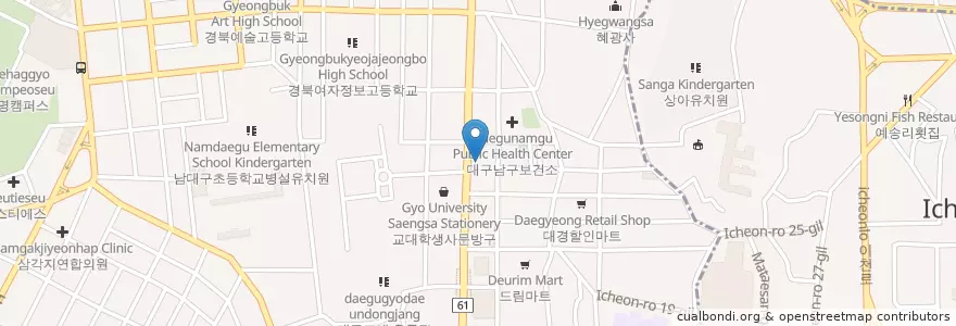 Mapa de ubicacion de 미스터피자 en Corea Del Sur, Daegu, 남구, 대명동.