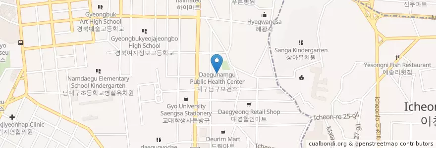 Mapa de ubicacion de 감성족발 en 대한민국, 대구, 남구, 대명동.