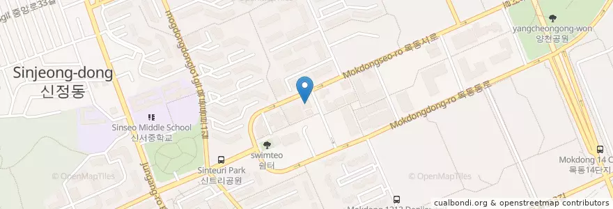 Mapa de ubicacion de 목동 제일 교회 en Korea Selatan, 서울, 양천구, 신정1동.