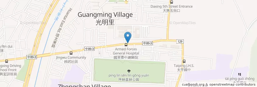 Mapa de ubicacion de 國軍臺中總醫院 en Taiwan, Taichung, 太平區.