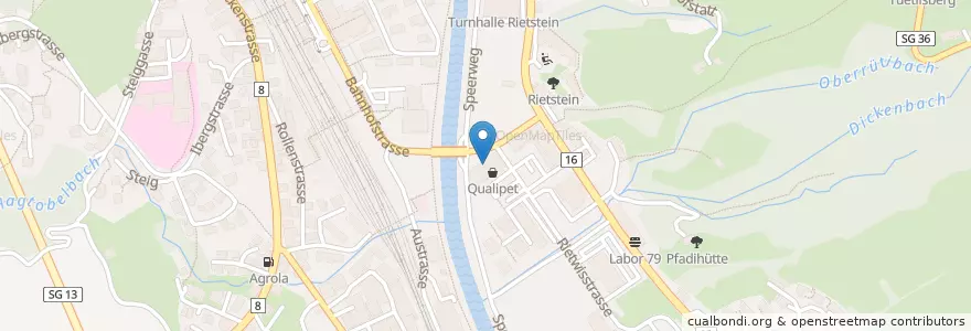 Mapa de ubicacion de Hausarztpraxis Lars Schläpfer en Schweiz/Suisse/Svizzera/Svizra, Sankt Gallen, Wahlkreis Toggenburg, Wattwil.