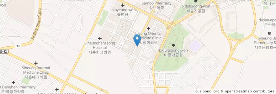 Mapa de ubicacion de 빽다방 en Korea Selatan, Gyeonggi, 시흥시.