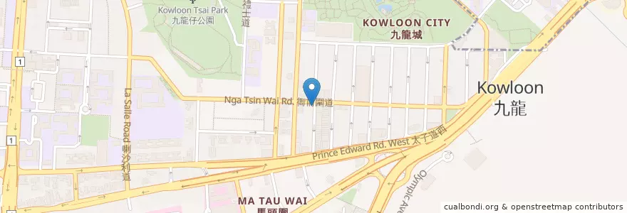 Mapa de ubicacion de 地茂館甜品 en China, Guangdong, Hongkong, Kowloon, New Territories, 九龍城區 Kowloon City District.