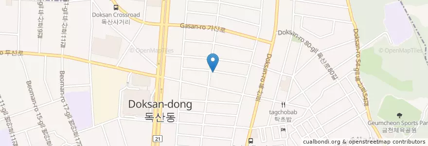 Mapa de ubicacion de 주차장 en Corée Du Sud, Séoul, 금천구, 독산4동.