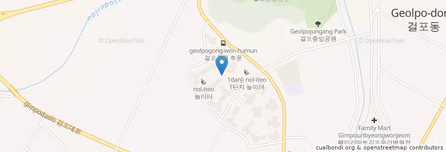 Mapa de ubicacion de 매우 큰 분수대 en Korea Selatan, Gyeonggi, 김포시.