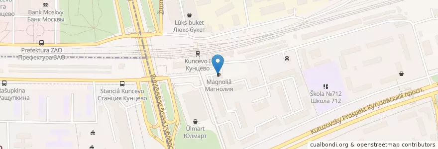 Mapa de ubicacion de Магнолия en روسيا, Центральный Федеральный Округ, Москва, Западный Административный Округ, Район Фили-Давыдково.