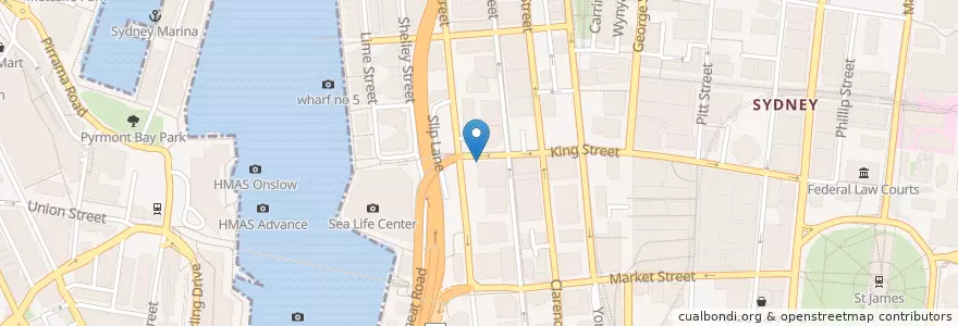 Mapa de ubicacion de Kingsleys Australian Steakhouse en Australie, Nouvelle Galles Du Sud, Council Of The City Of Sydney, Sydney.
