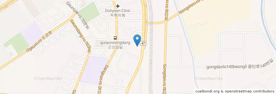 Mapa de ubicacion de 지샘병원 en 대한민국, 경기도, 군포시, 당동, 군포1동.