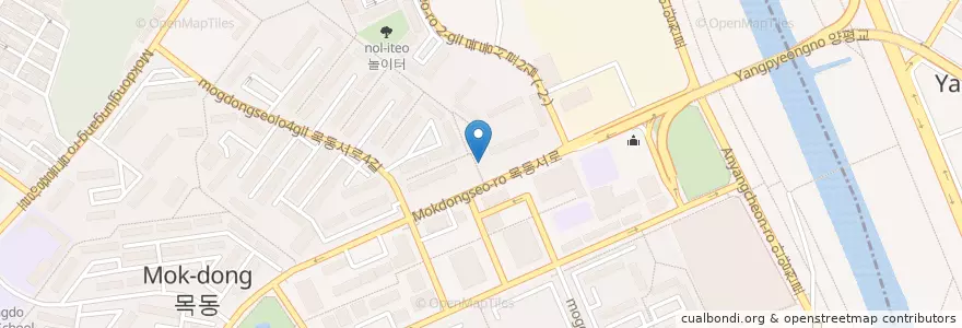 Mapa de ubicacion de 하나은행 목동1단지점 en 大韓民国, ソウル, 陽川区, 목5동, 양평동.