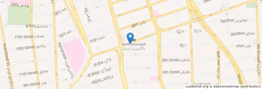 Mapa de ubicacion de بانک سپه en Iran, Teheran, شهرستان تهران, Teheran, بخش مرکزی شهرستان تهران.