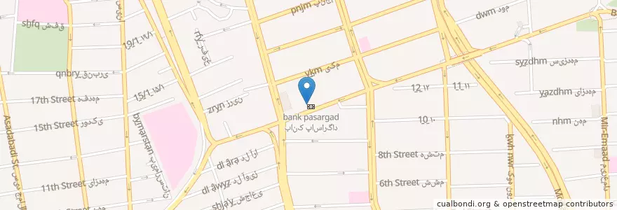 Mapa de ubicacion de بانک سینا en イラン, テヘラン, شهرستان تهران, テヘラン, بخش مرکزی شهرستان تهران.