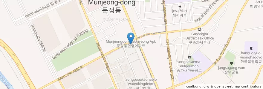 Mapa de ubicacion de 메가박스 송파 파크하비오 en 大韓民国, ソウル, 松坡区.