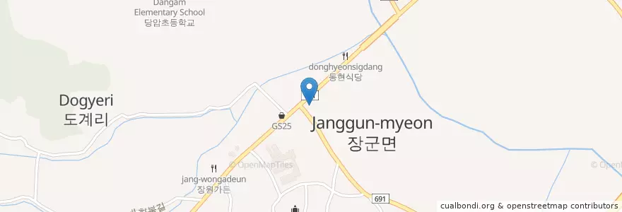 Mapa de ubicacion de 세종서부농협 en Coreia Do Sul, 세종, 장군면.